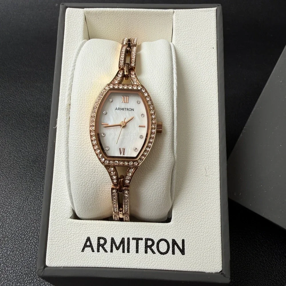 Armitron Women's 75/5902RG Crystal Accented‎ Rose Gold Watch New Battery